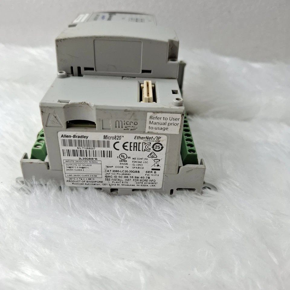 USED ALLEN BRADLEY 2080-LC20-20QBB MICRO820 ETHERNET IP PLC TESTED RUNNING